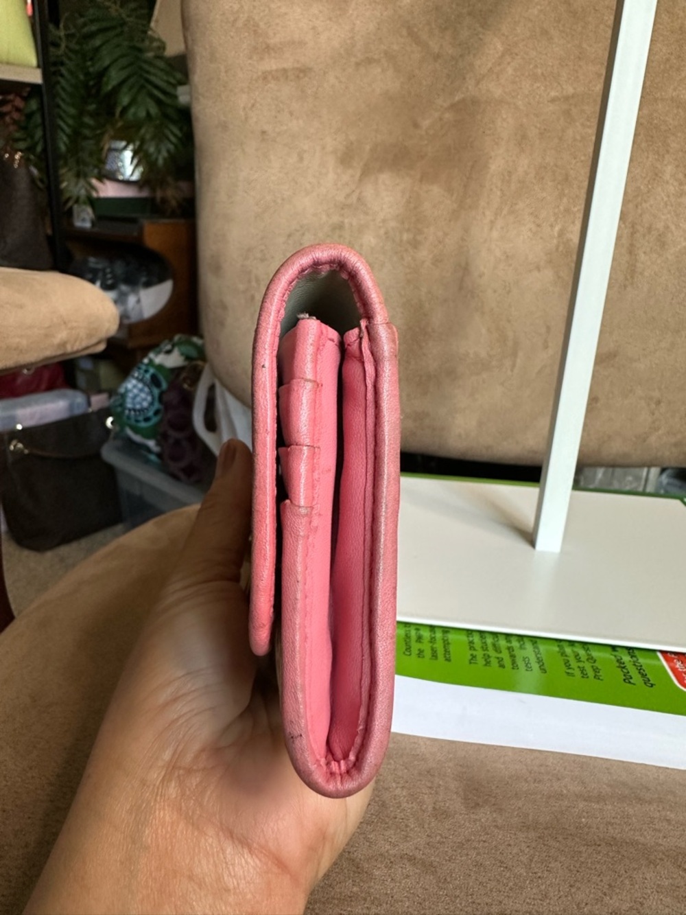 Coach Signature Canvas Continental Large Wallet in Pink Trim in Fair Condition - Picture 5 of 14